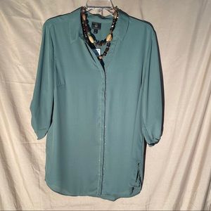 JM Collection Green Embellished Utility Shirt XL